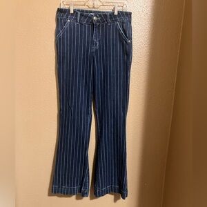 Rock & Roll Cowgirl High Rise Striped Jeans - Navy and White